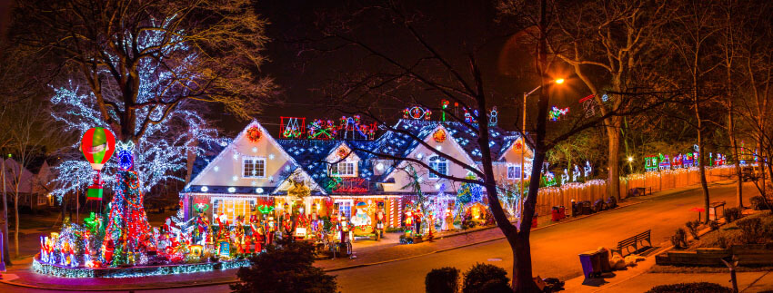 large outdoor display of Christmas lights.