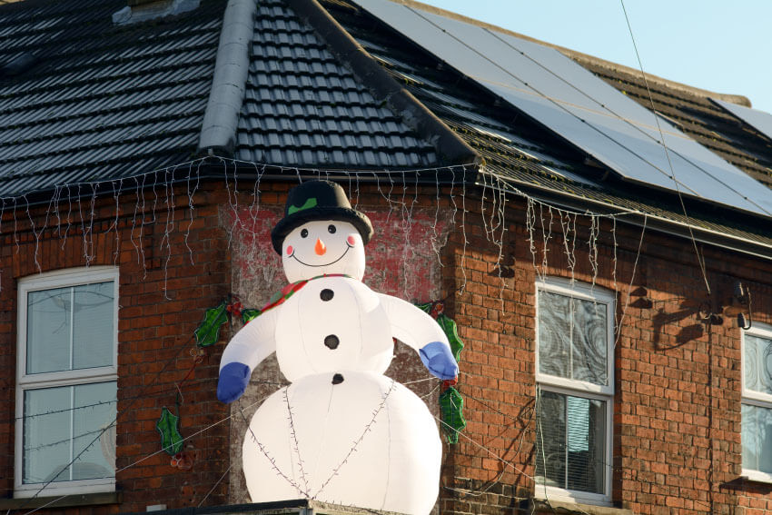Inflatable snowman Christmas decoration.
