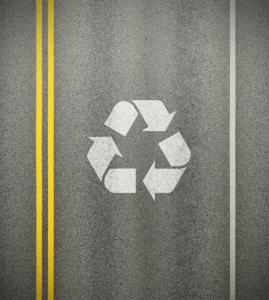 recycle symbol on blacktop road